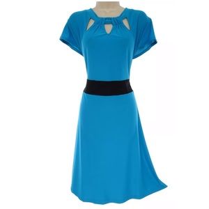 Elegant Blue Dress with Black Accent